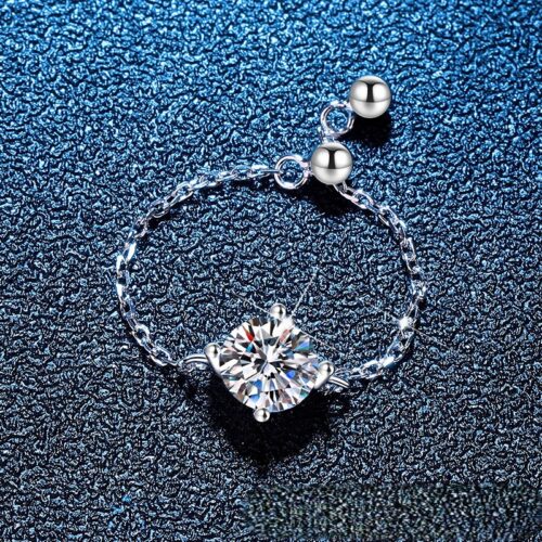 Nhẫn Nữ Cá Tính Đính Kim Cương Moissanite 1 Carat Bạc S925 NHN040