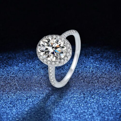 Nhẫn Khí Chất Nữ Đính Kim Cương Moissanite 2 Carat Bạc S925 NHN043