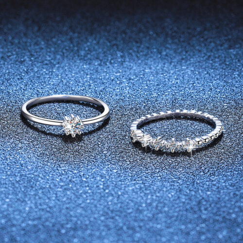 Nhẫn Đôi Nữ Cao Cấp Đính Kim Cương Moissanite Bạc S926 NHN052
