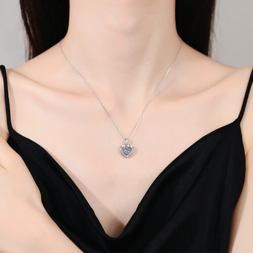 Dây Chuyền Tình Yêu Đính Kim Cương Moissanite 1 Carat Bạc S025 DCN062
