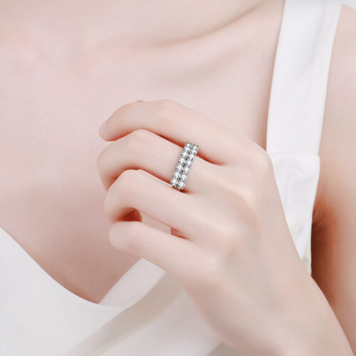 Nhẫn Kim Cương Cao Cấp Đính Kim Cương Moissanite 1.4 Carat Bạc S925 NHN036