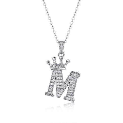 Dây Chuyền Chữ Cái Đính Kim Cương Moissanite Bạc S925 DCN092 Chữ M