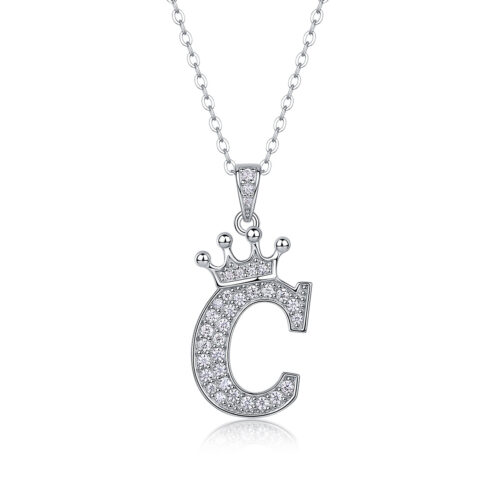 Dây Chuyền Chữ Cái Đính Kim Cương Moissanite Bạc S925 DCN092 Chữ E