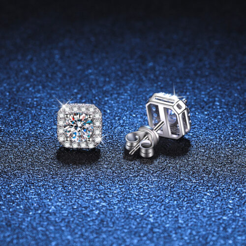 Bông Tai Moissanite Túi Vuông Sang Trọng S925 BTN017 50 Điểm