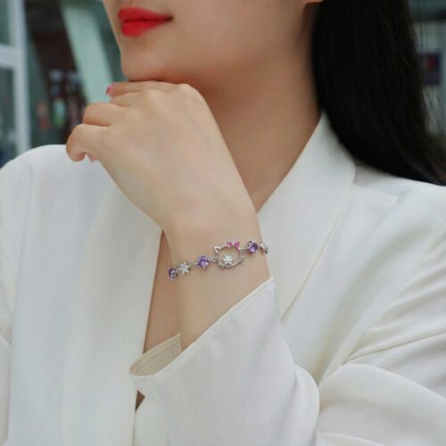 Vòng Tay Bạc Nữ Phong Cách Dể Thương Đính Đá Bạc S925 VDS015