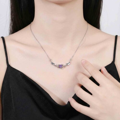 Dây Chuyền Bạc Nữ Hình Trái Tim Đôi Cánh Thời Trang S925 DCS003