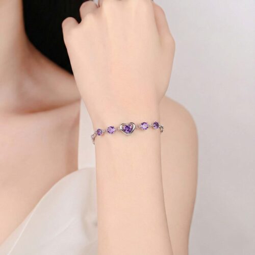 Vòng Tay Nữ Bạc Hình Trái Tim Đính Đá Tinh Tế S925 VDS022