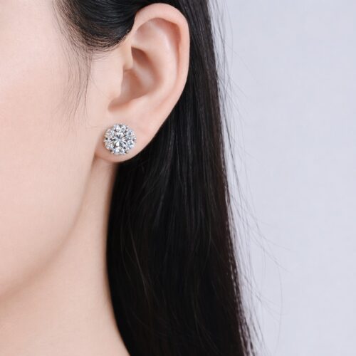 Khuyên Tai Nữ Đính Đá Thiết Kế Tinh Xảo Bạc S925 BTS046