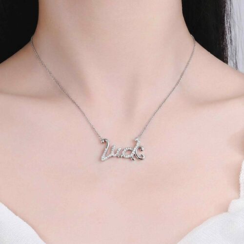 Vòng Cổ Bạc Nữ Hình Chữ luck May Mắn S925 DCS005