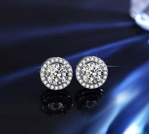 Bông Tai Bạc Nữ Hình Tròn Đính Đá Quý Zircon 1 Carat S925 Sang Trọng BTN081 BTED-001