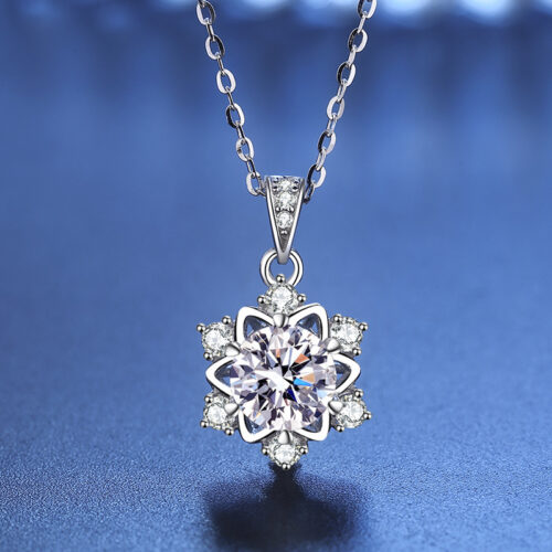 Dây Chuyền Nữ Bạc Hoa Tuyết Đính Đá Zircon 1 Carat S925 Cao Cấp DCN115