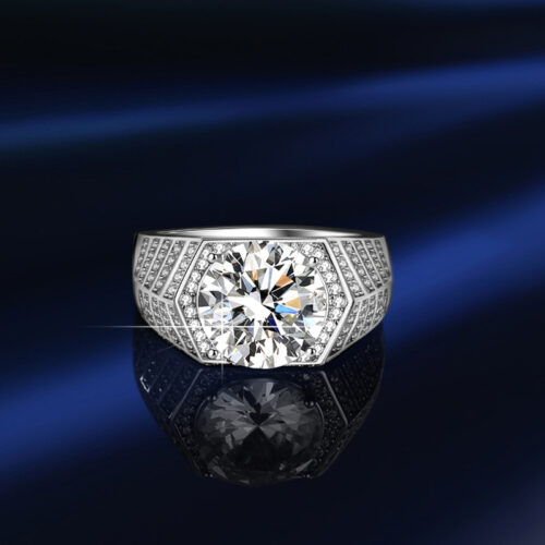 Nhẫn Bạc Nam Đính Kim Cương Moissanite 5 Carat Cao Cấp S925 – Thời Thượng & Đẳng Cấp NHB131 BTJZ-060-1 Bạc