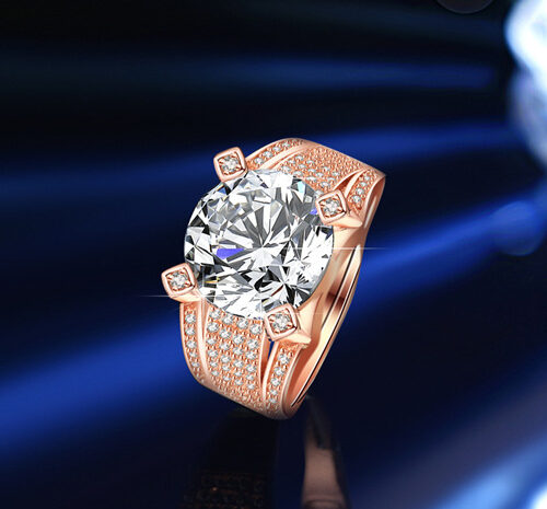 Nhẫn Bạc Nam Cao Cấp Kim Cương Moissanite 5 Carat S925 – Sang Trọng & Lịch Lãm NHB133 BTJZ-059-2 Vàng Hồng