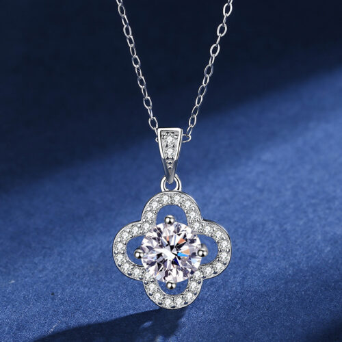 Dây Chuyền Cỏ Bốn Lá May Mắn Đính Đá Zircon Bạc S925 Cao Cấp DCN117