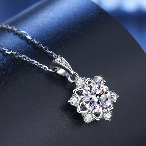 Dây Chuyền Nữ Bạc Hoa Tuyết Đính Đá Zircon 1 Carat S925 Cao Cấp DCN115