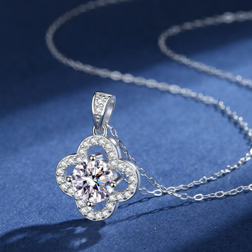 Dây Chuyền Cỏ Bốn Lá May Mắn Đính Đá Zircon Bạc S925 Cao Cấp DCN117