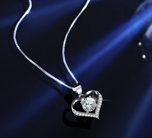 Dây Chuyền Nữ Hình Trái Tim Bạc S925 Đính Kim Cương Moissanite Xinh Xắn DCN126