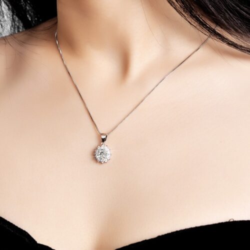 Dây Chuyền Bạc Nữ Hoa Hướng Dương Đính Đá Quý Zircon S925 Cao Cấp DCN124