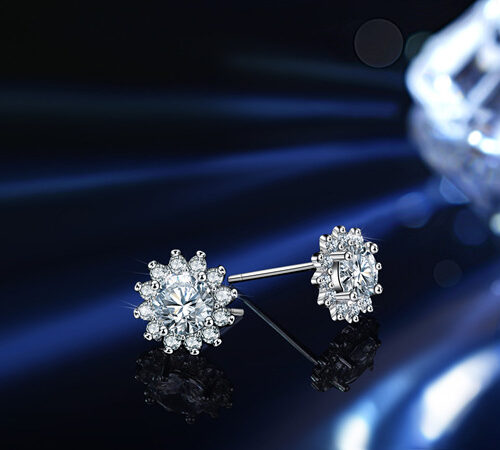 Bông Tai Nữ Hình Hoa Hướng Dương Bạc S925 Đính Đá Quý Zircon Xinh Xắn BTN083