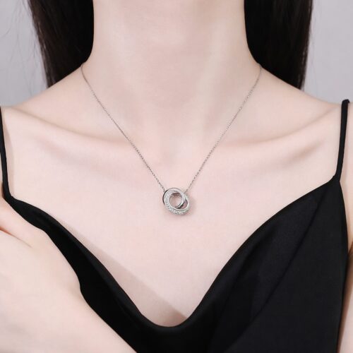 Dây Chuyền Nữ Thiết Kế Vòng Đôi Thời Trang Cá Tính S925 DCS020