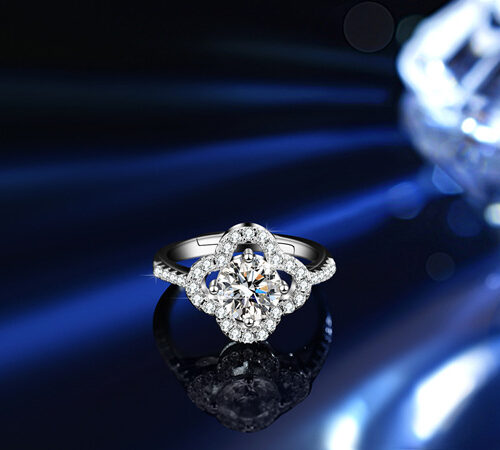 Nhẫn Bạc Nữ Hình Cỏ Bốn Lá May Mắn Đính Đá Quý Zircon 1 Carat S925 NHN085 BTJZ-039-4 Vàng