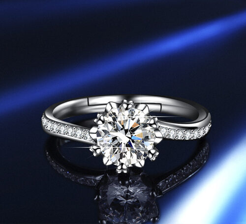 Nhẫn Nữ Bạc Cao Cấp Đính Kim Cương Moissanite 1 Carat Thời Thượng S925 NHN091 BTJZ-007