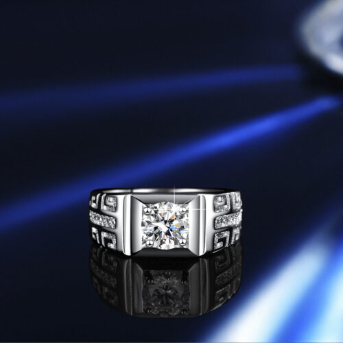 Nhẫn Bạc Nam Cao Cấp Đính Đá Moissanite 1 Carat Sang Trọng Thời Thượng S925 NHB138 BTJZ-020