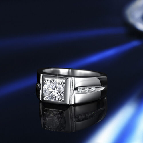 Nhẫn Bạc Nam Cao Cấp Đính Đá Moissanite 1 Carat Sang Trọng Thời Thượng S925 NHB139 BTJZ-021