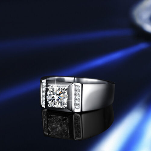 Nhẫn Bạc Nam Đính Đá Moissanite 1 Carat Cao Cấp Cổ Điển S925 NHB140 BTJZ-022