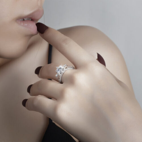 Nhẫn Bạc Đính Kim Cương Moissanite Nữ Cao Cấp Thiết Kế Tinh Xảo S925 NHN092 BTJZ-035