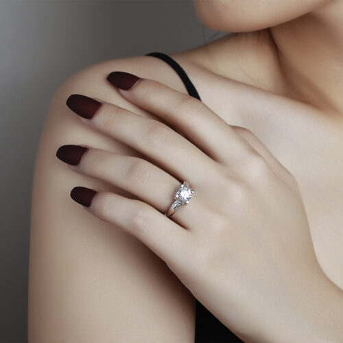 Nhẫn Bạc Đính Kim Cương Moissanite Nữ Cao Cấp Thiết Kế Tinh Xảo S925 NHN093 BTJZ-038