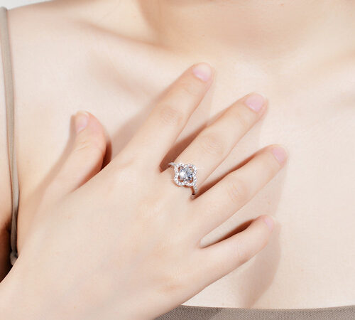 Bộ Trang Sức Hình Cỏ Bốn Lá May Mắn Bạc S925 STN008 Kim Cương Moissanite
