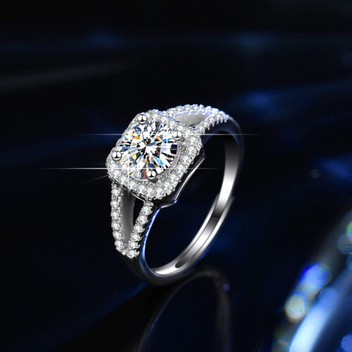 Bộ Trang Sức Nữ Mặt Hình Vuông Đính Kim Cương Moissanite Sang Trọng Bạc S925 STN004