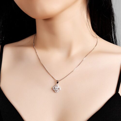 Bộ Trang Sức Hình Cỏ Bốn Lá May Mắn Bạc S925 STN008 Kim Cương Moissanite