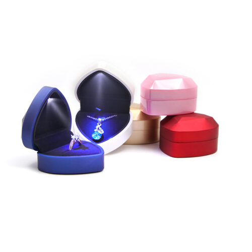 Hộp Trang Sức Hình Trái Tim Gắn Led Dây Chuyền HQ010 Màu Xanh