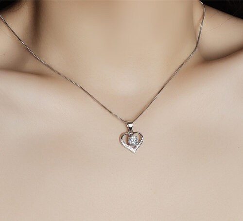 Bộ Trang Sức Bạc Hình Trái Tim Đính Đá Quý Zircon Cao Cấp Bạc S925 STN011