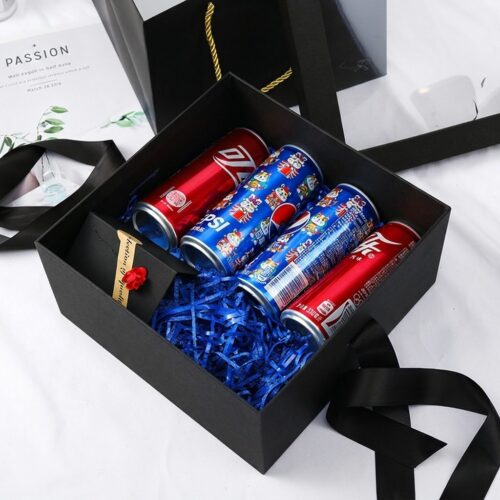 Hộp Quà Hình Vuông Nắp Bóng Kính HQ002 Màu Đen