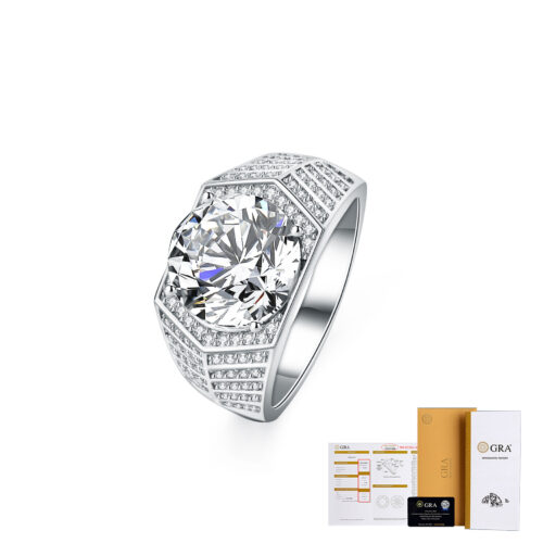Nhẫn Bạc Nam Đính Kim Cương Moissanite 5 Carat Cao Cấp S925 – Thời Thượng & Đẳng Cấp NHB131 BTJZ-060-2 Vàng Hồng