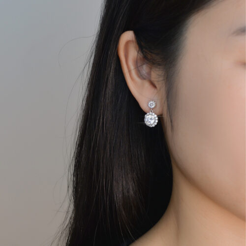 Bông Tai Bạc Nữ Lấp Lánh Đá Quý Zircon 2 Carat Sang Trọng S925 | Tinh Tế BTN086
