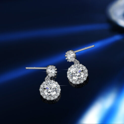 Bông Tai Bạc Nữ Lấp Lánh Đá Quý Zircon 2 Carat Sang Trọng S925 | Tinh Tế BTN086