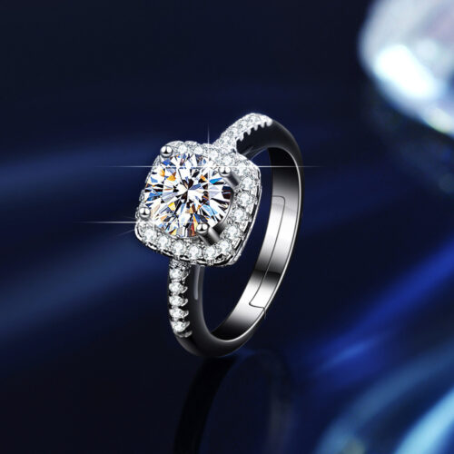 Bộ Trang Sức Đính Kim Cương Moissanite Mặt Vuông Cá Tính Bạc S925 STN006