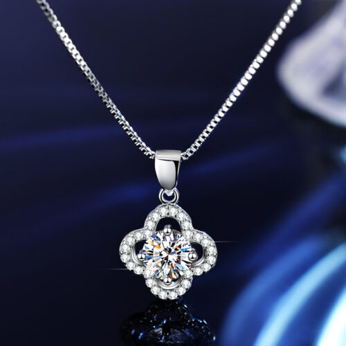 Bộ Trang Sức Hình Cỏ Bốn Lá May Mắn Bạc S925 STN008 Kim Cương Moissanite