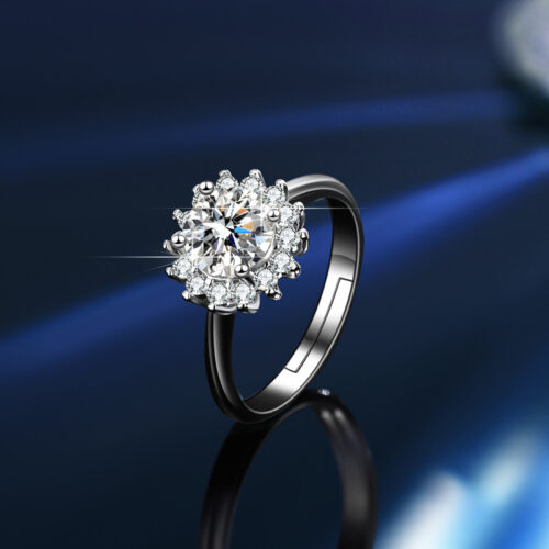 Bộ Trang Sức Bạc S925 Hình Hoa Hướng Dương Tinh Xảo STN009 Kim Cương Moissanite