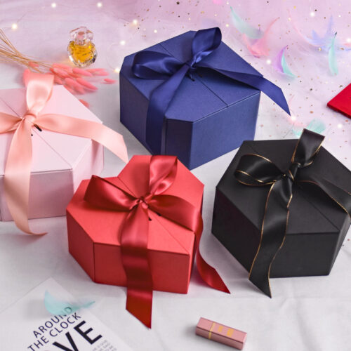 Hộp Quà Tặng Hình Bát Giác HQ004 Màu Hồng