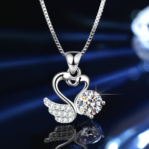 Dây Chuyền Bạc Đôi Thiên Nga Đính Đá Quý Zircon Lấp Lánh S925 DCN131 BTXL-027