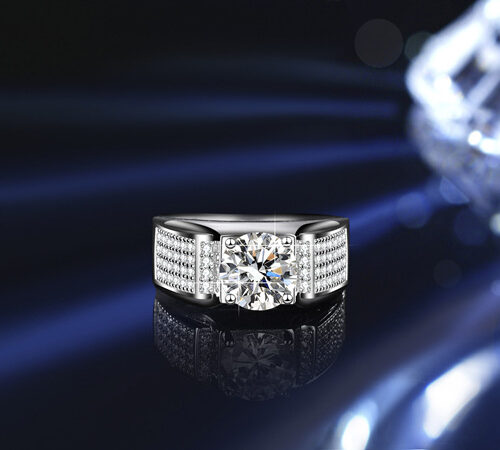 Nhẫn Bạc Nam S925 Đính Kim Cương Moissanite 2 Carat | Đẳng Cấp Phái Mạnh NHB141 BTJZ-037