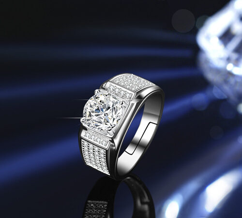 Nhẫn Bạc Nam S925 Đính Kim Cương Moissanite 2 Carat | Đẳng Cấp Phái Mạnh NHB141 BTJZ-037
