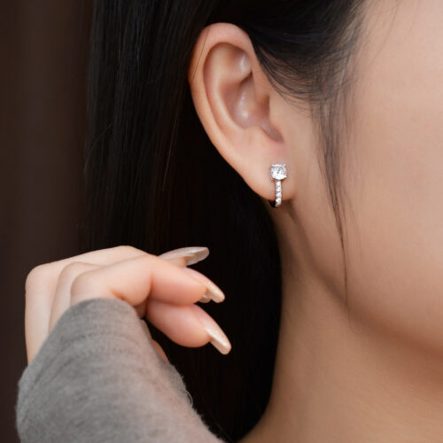 Bông Tai Bạc Nữ Đính Đá Zircon Cao Cấp | Lấp Lánh & Thanh Lịch BTN088 BTEJ-002