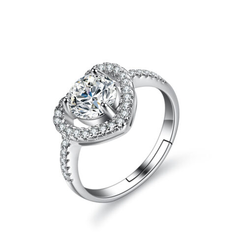 Nhẫn Nữ Bạc Hình Trái Tim Đính Đá Quý Zircon Cao Cấp S925 NHN105 BTJZ-030-6 Sâm Panh