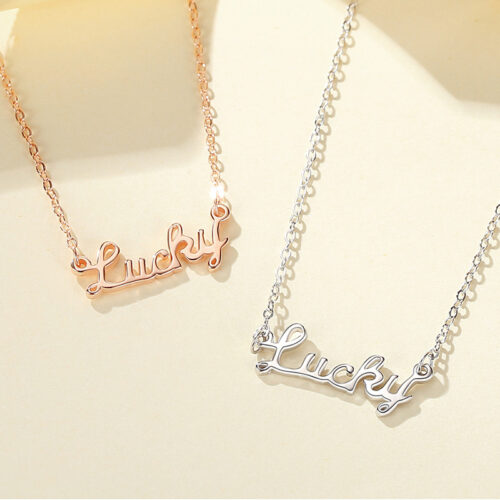 Dây Chuyền Bạc Nữ S925 Chữ Lucky May Mắn – Phong Cách Trẻ Trung Hiện Đại HTT051T Trắng